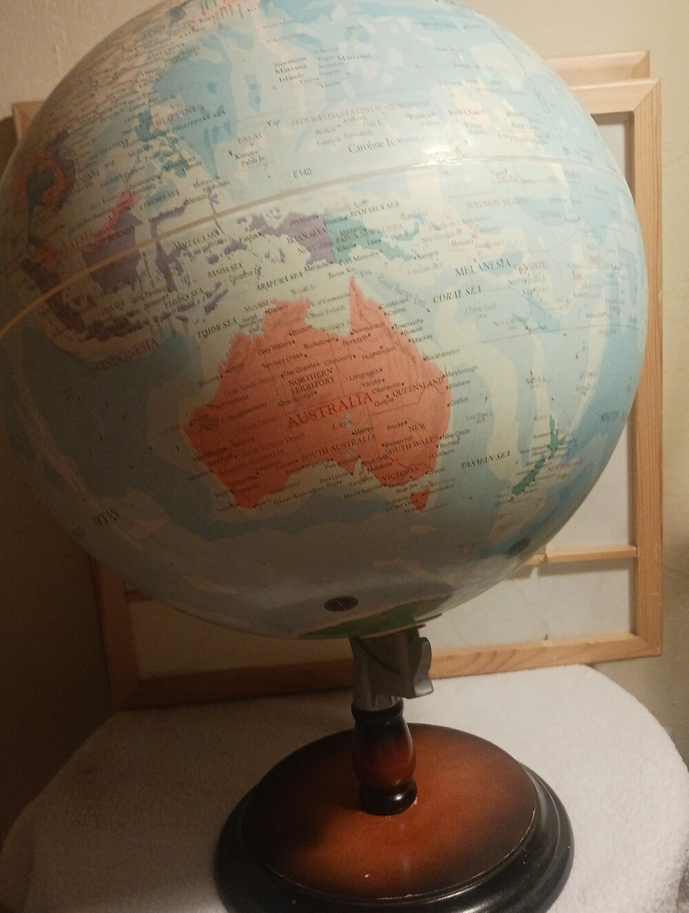 Vintage Style Blue and Pink World Globe